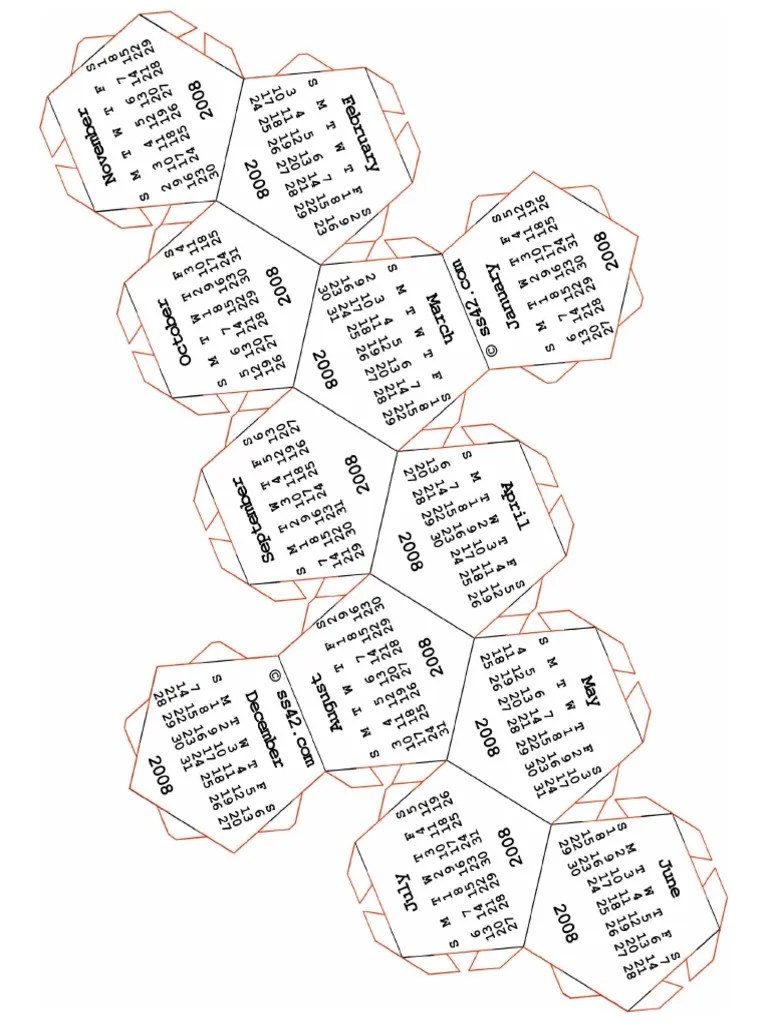 Dodecahedron Calendar NoGlue PDF