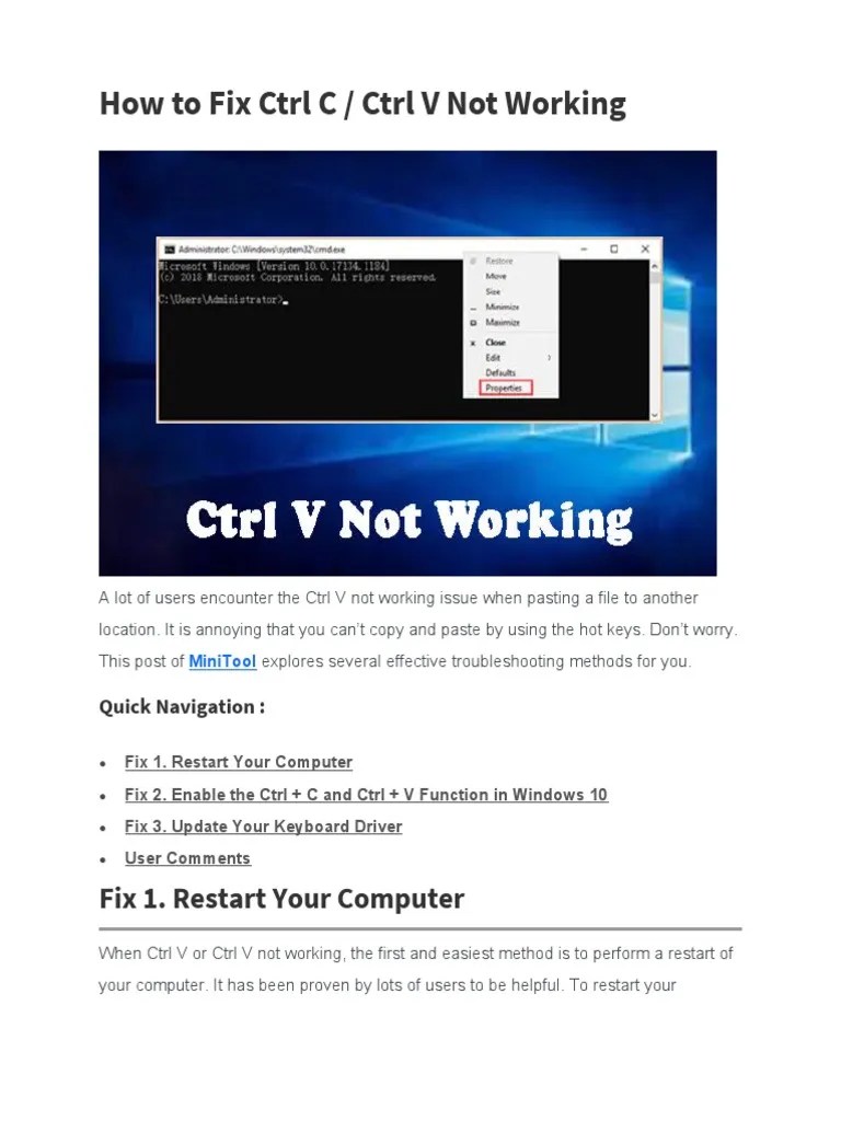 How To Fix CTRL C CTRL V Not Working PDF Control Key Computer