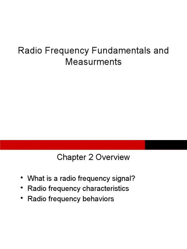 Radio Frequency Fundamentals and Measurments PDF Frequency Radio