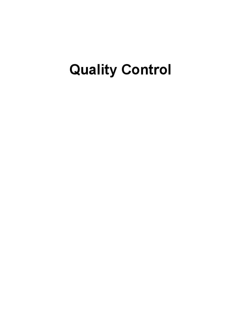 Quality Control PDF Quality (Business) Iso 9000