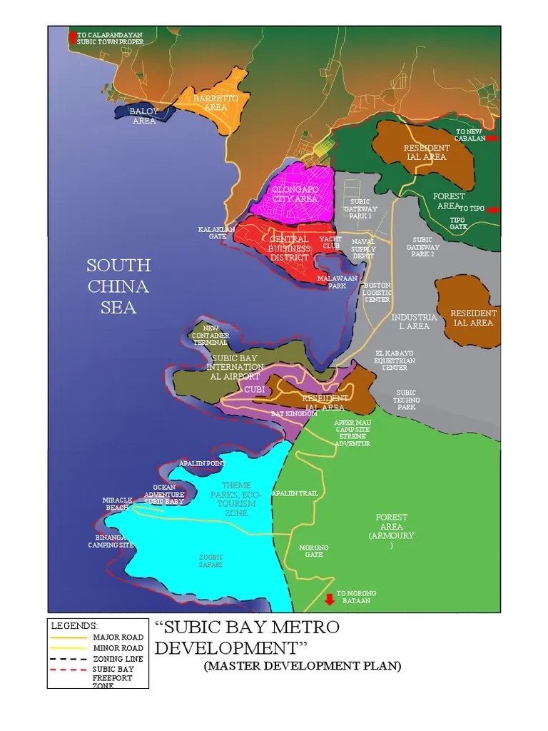 A Master Development Plan for Subic Bay Freeport Zone Showing Proposed