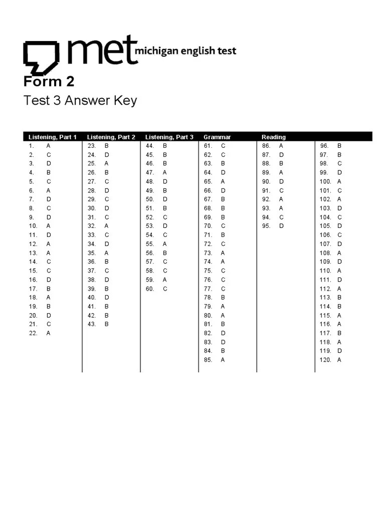 Test 3 Answer Key | PDF
