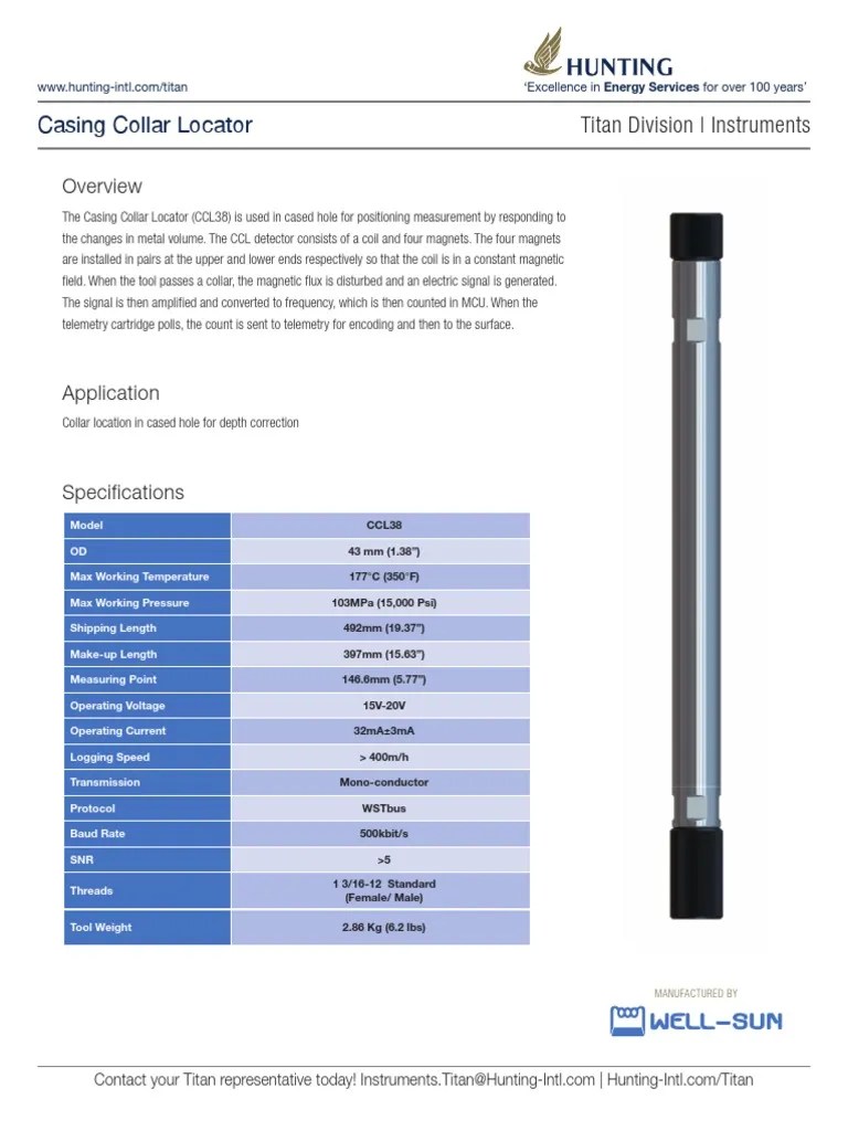 ccl41 Casing Collar Locator PDF Inductor Manufactured Goods