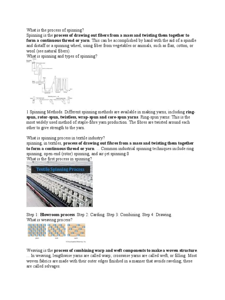 N.Spinning Process PDF Spinning (Textiles) Yarn