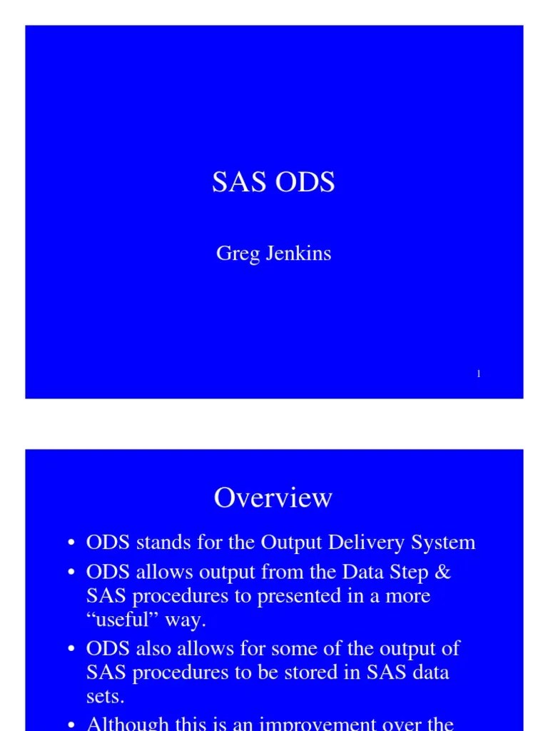 Sas Ods PDF Sas (Software) Digital Technology