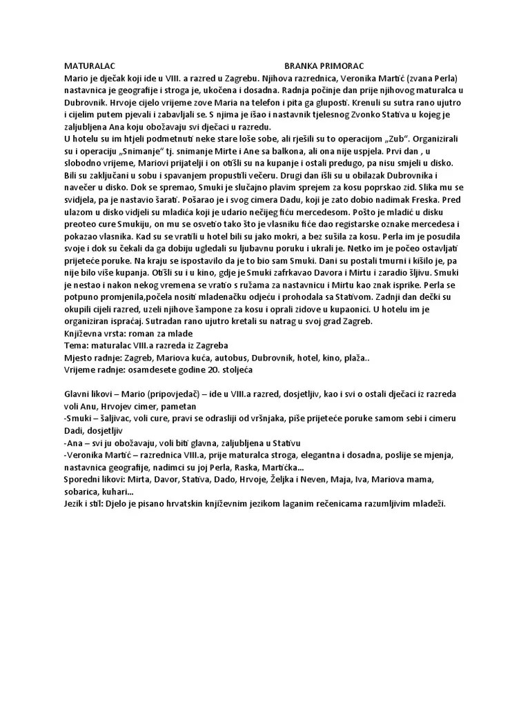 Lektira Maturalac PDF