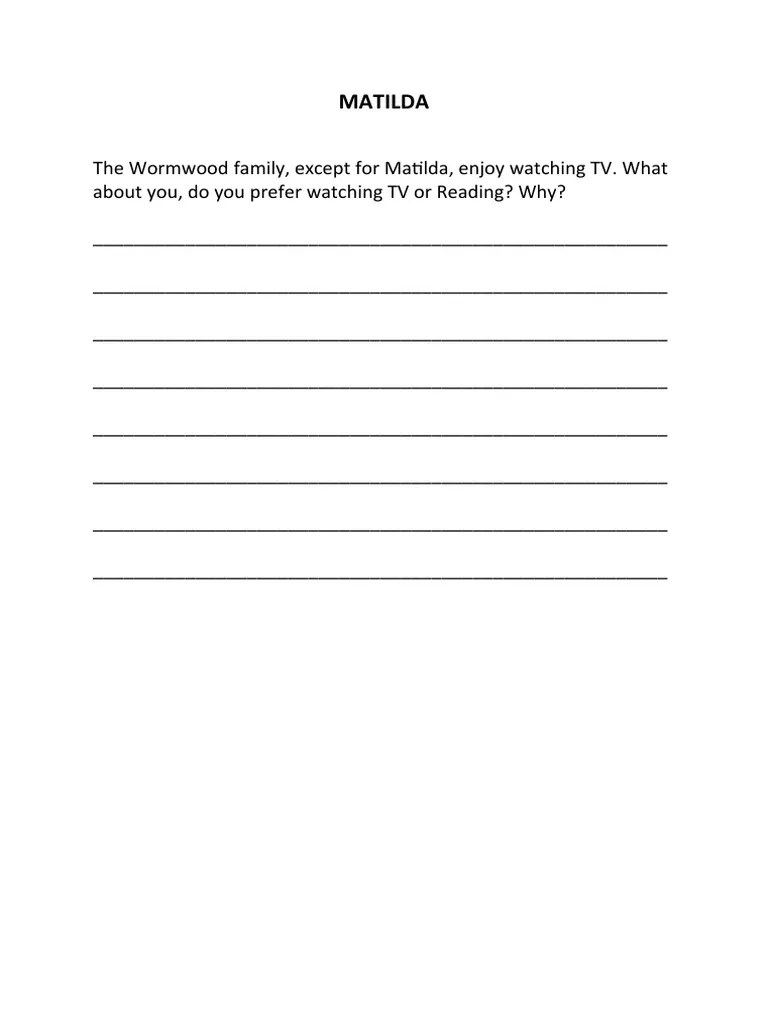Matilda Worksheet PDF