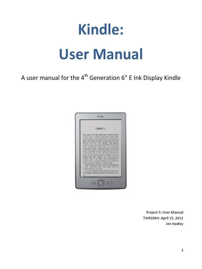 A User Manual For The 4 Generation 6" E Ink Display Kindle | PDF