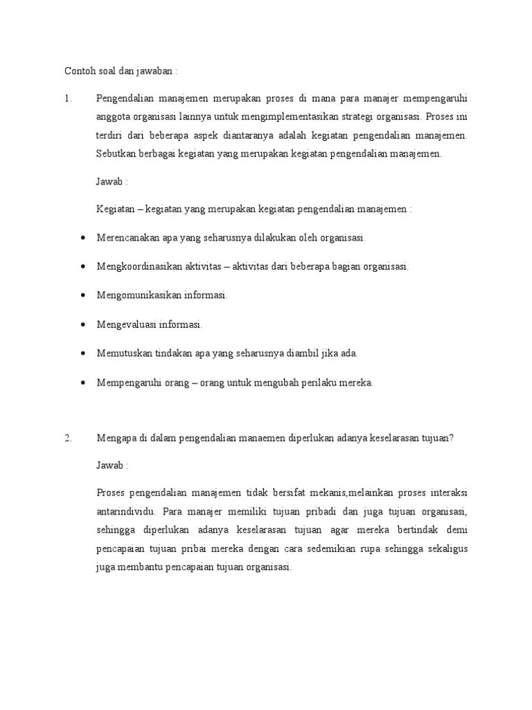 Contoh Soal Dan Jawaban Pengauditan Manajemen Jawaban Pelajaran