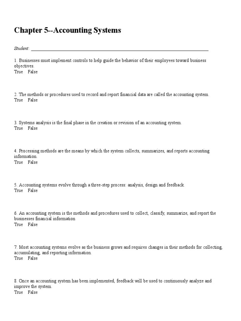 Chapter 5 Accounting Syste PDF Debits And Credits Economies
