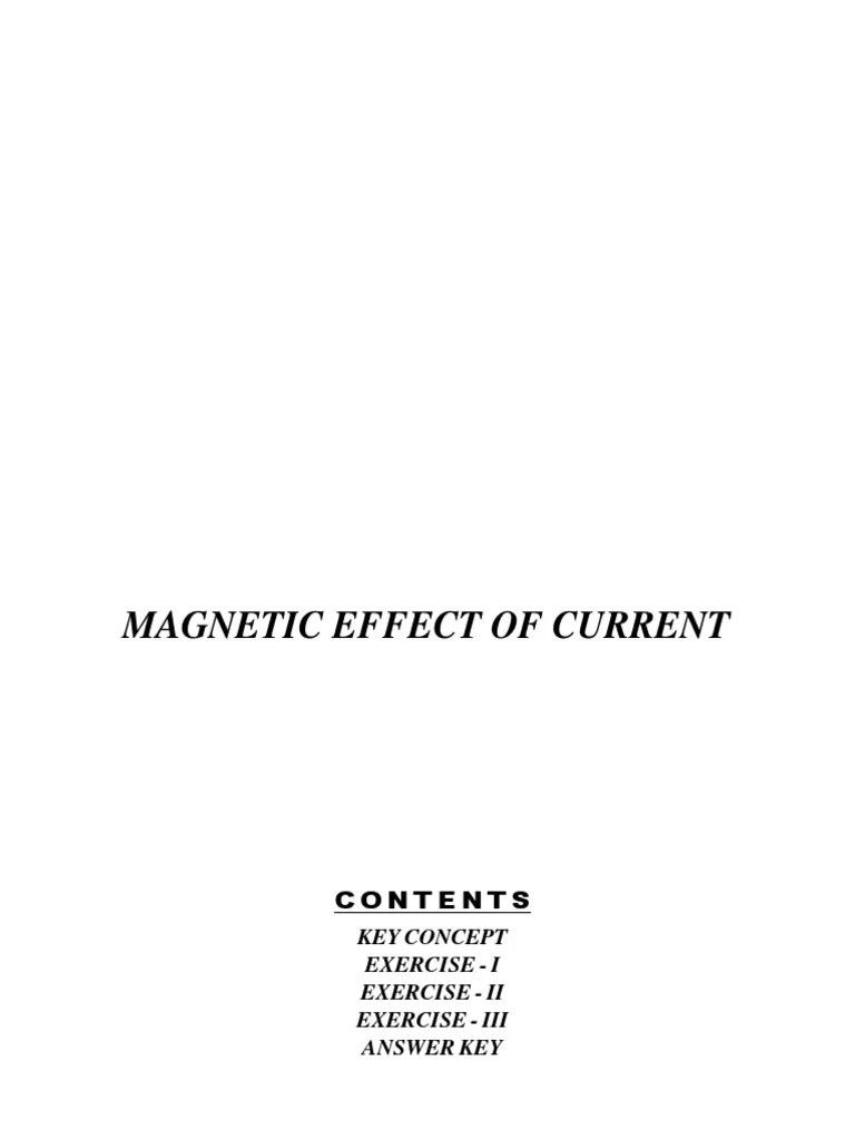 Magnetic Effect of Current: Key Concept Exercise - I Exercise - Ii