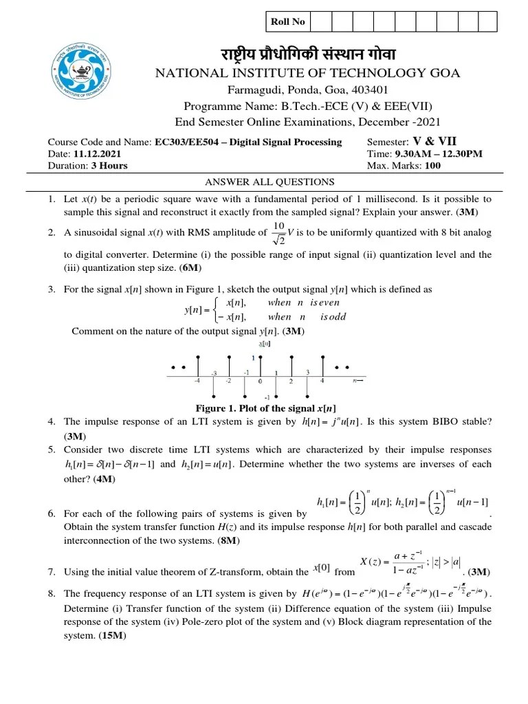 DSP Online End Exam 2021 | PDF