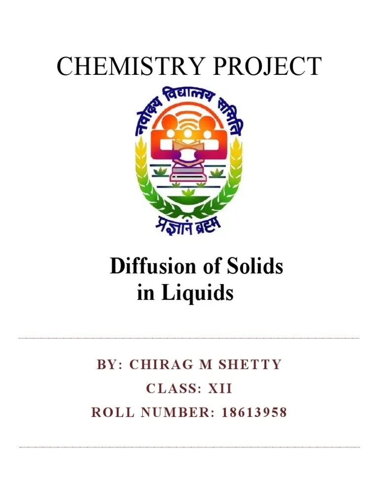 Chemistry Project Diffusion of Solids in Liquids PDF Diffusion