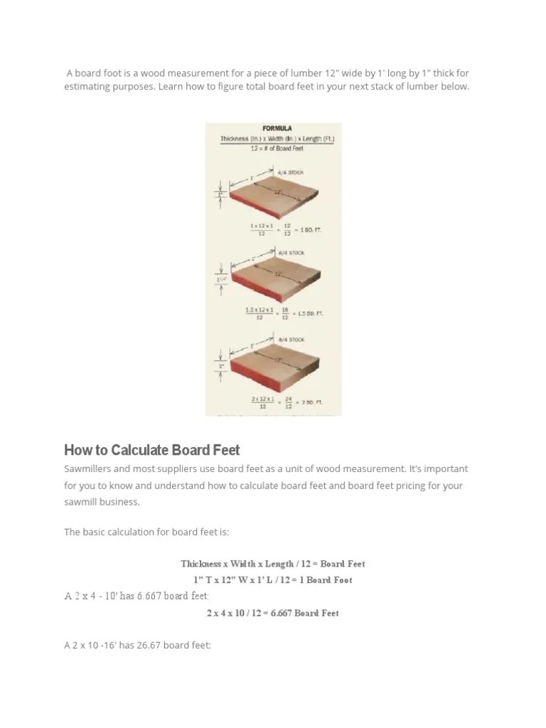 How To Calculate Board Feet PDF Foot (Unit) Lumber
