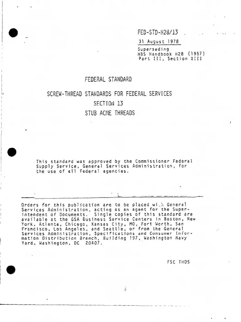 FEDSTDH2813 General Services Administration Cutting Tools