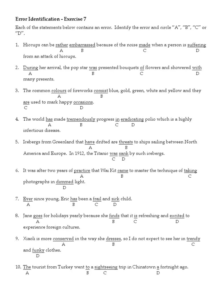 Error Identification Exercise1 PDF