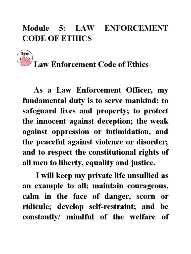 Module 5 LAW ENFORCEMENT CODE OF ETHICS PDF
