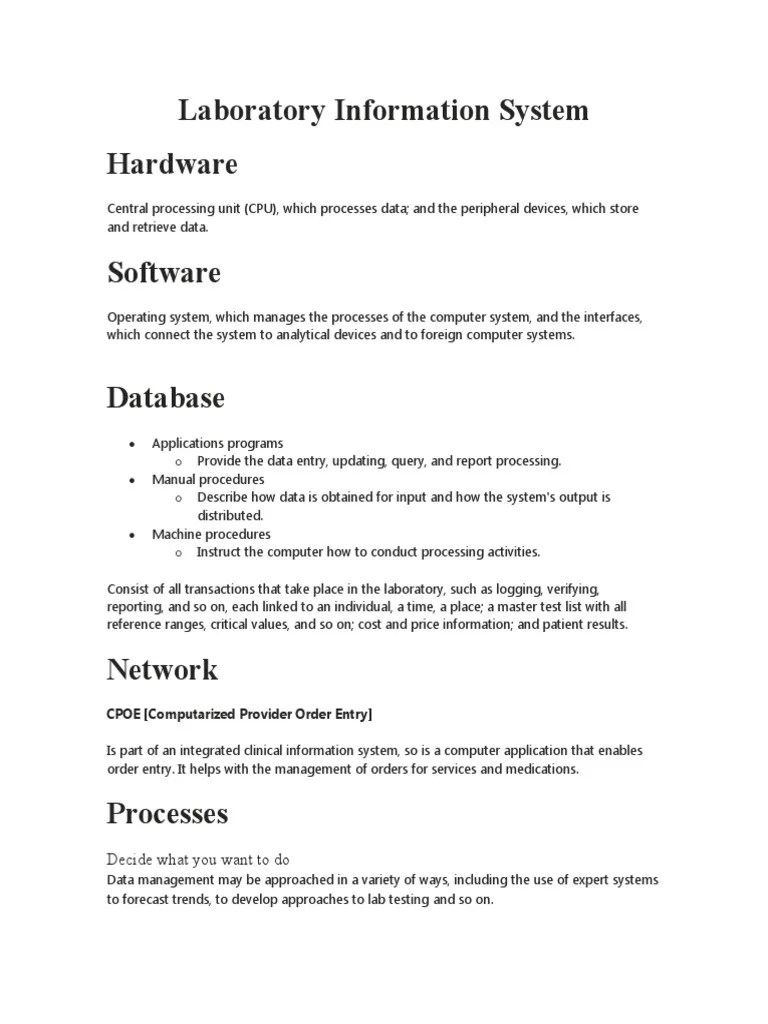 Laboratory Information System PDF Software Information System