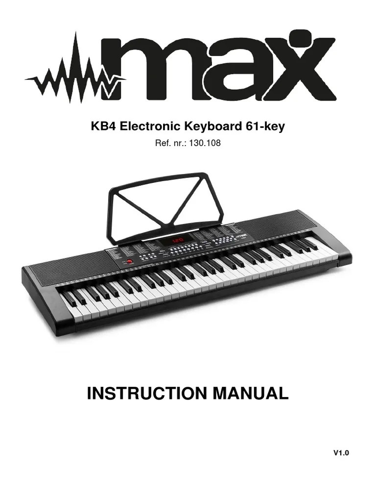 Instruction Manual KB4 Electronic Keyboard 61Key PDF Computer