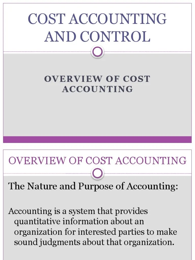 Lesson 1 Cost Accounting Overview of Cost Accounting PDF Cost Of Goods Sold Cost
