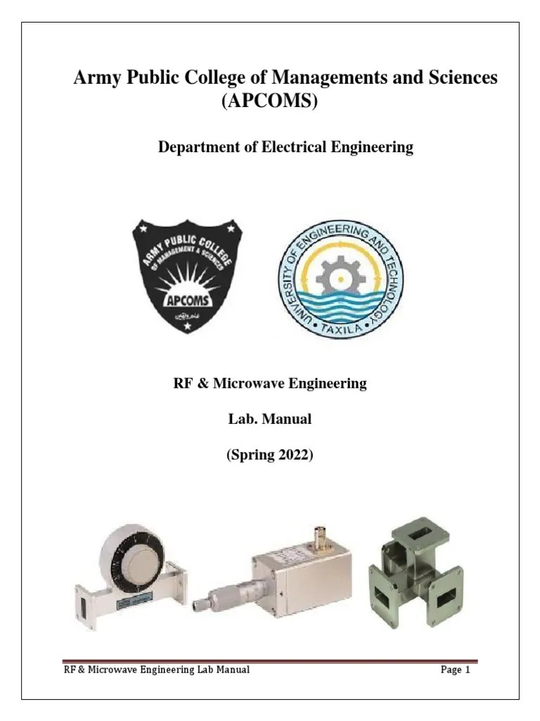 RF and Microwave Engineering Lab ManualLab 01 PDF Microwave
