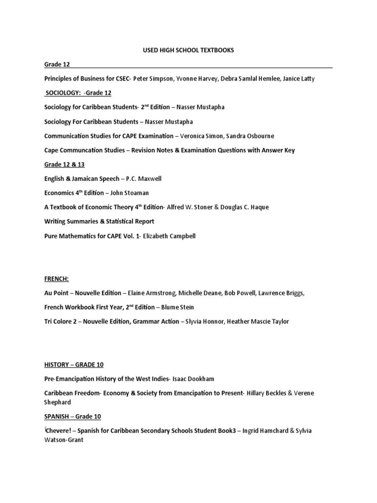 Used High School Textbooks PDF Science