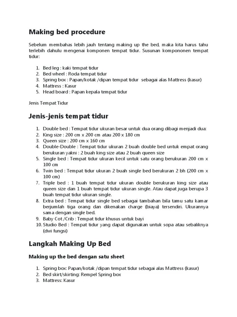 Making Bed Procedure PDF