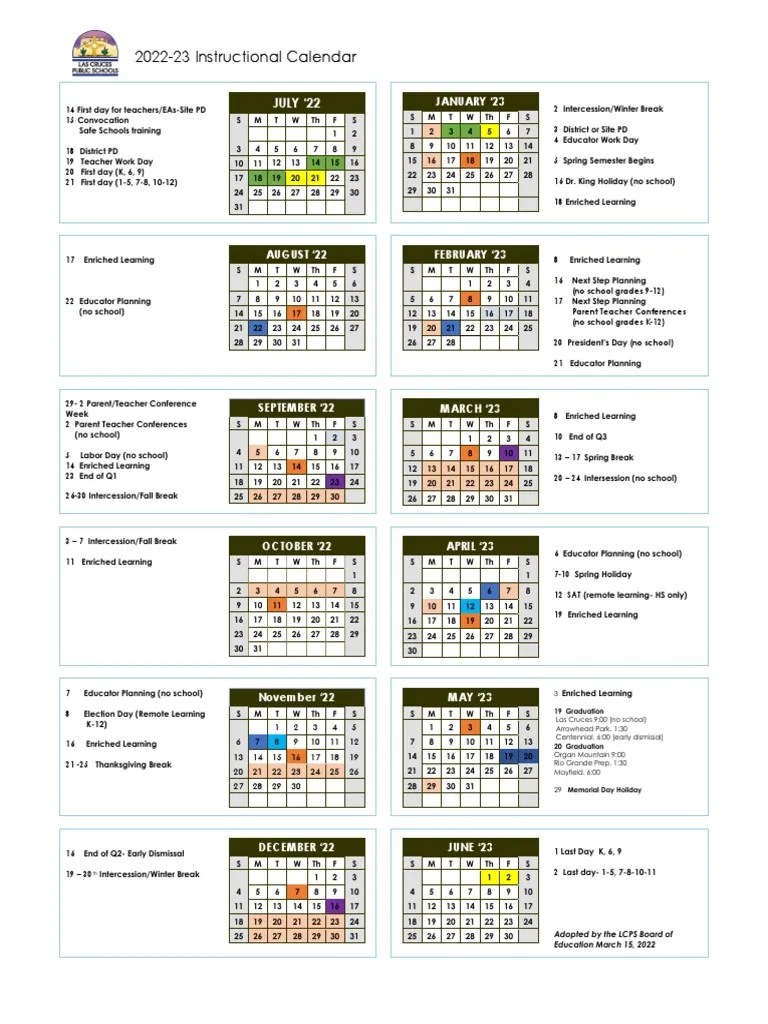 202223 LCPS Instructional Calendar PDF Academia Festival