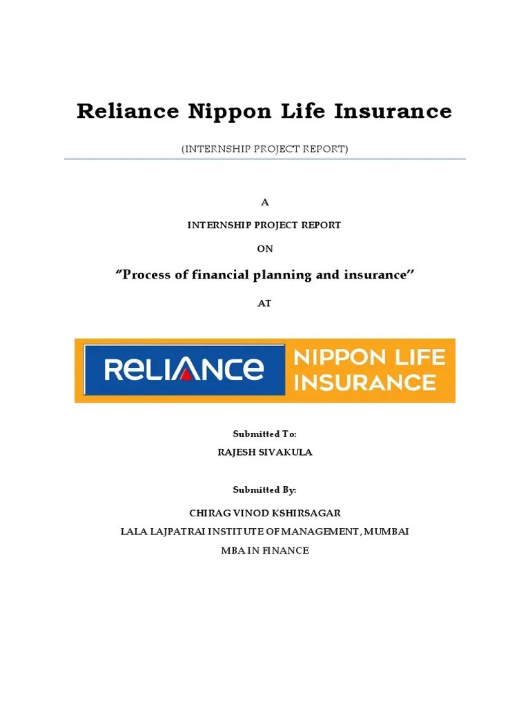 Reliance Nippon Life Project Report PDF