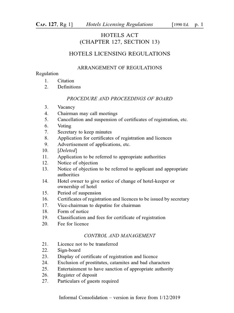 Hotels Licensing Regulations PDF License Identity Document