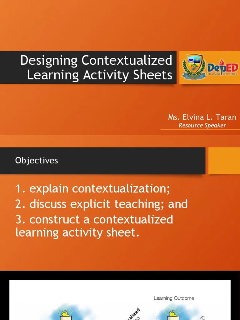 Designing Contextualized Learning Activity Sheets PDF