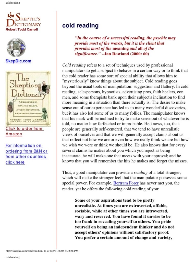 Cold Reading (1022232) Mediumship Psychic