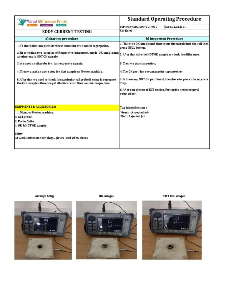 Standard Operating Procedure Eddy Current Testing PDF
