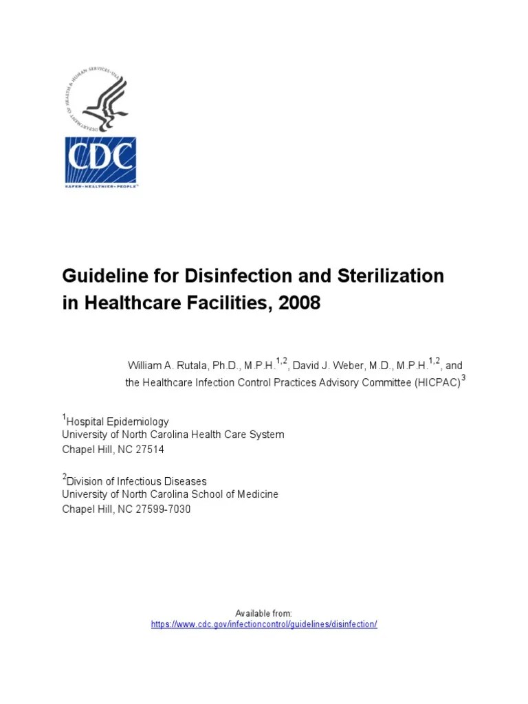 CDC Disinfection Guidelines, 2008 Update 2018 PDF Sterilization