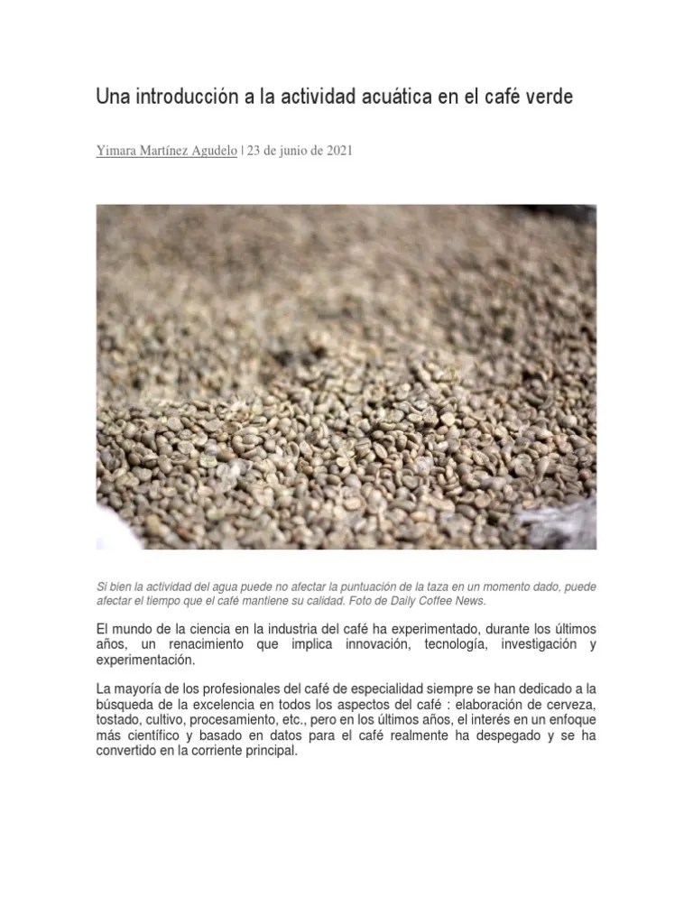 Importancia de la actividad acuática en café PDF Agua café