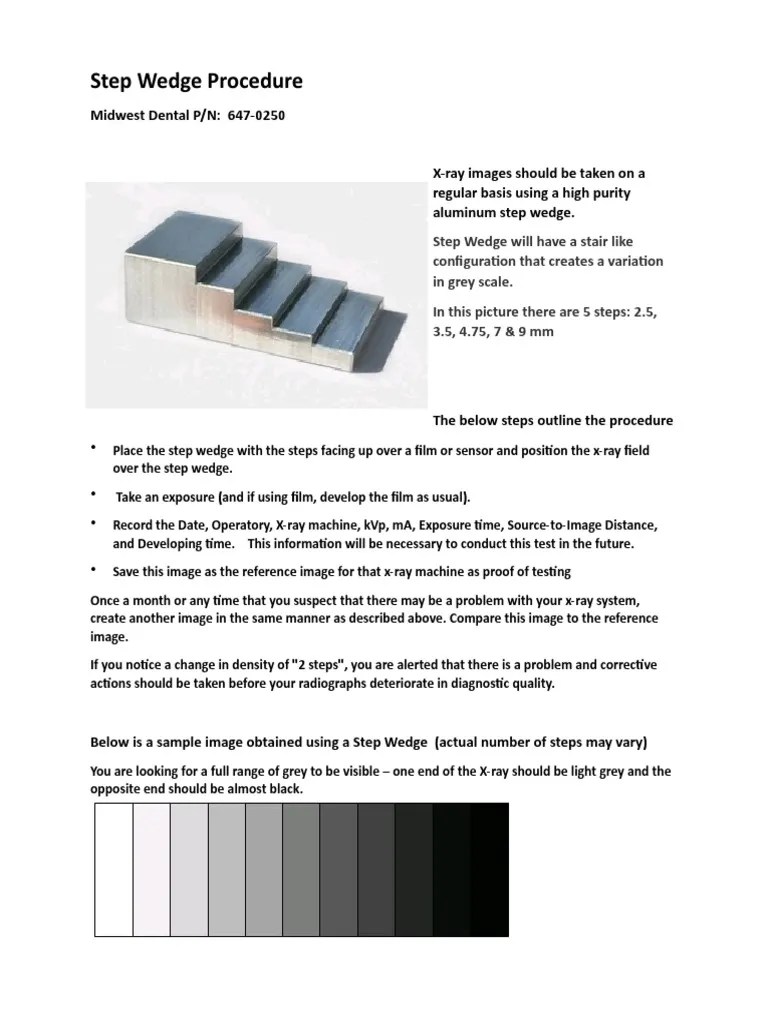 Step Wedge Procedure Midwest Dental P/N 6470250 PDF