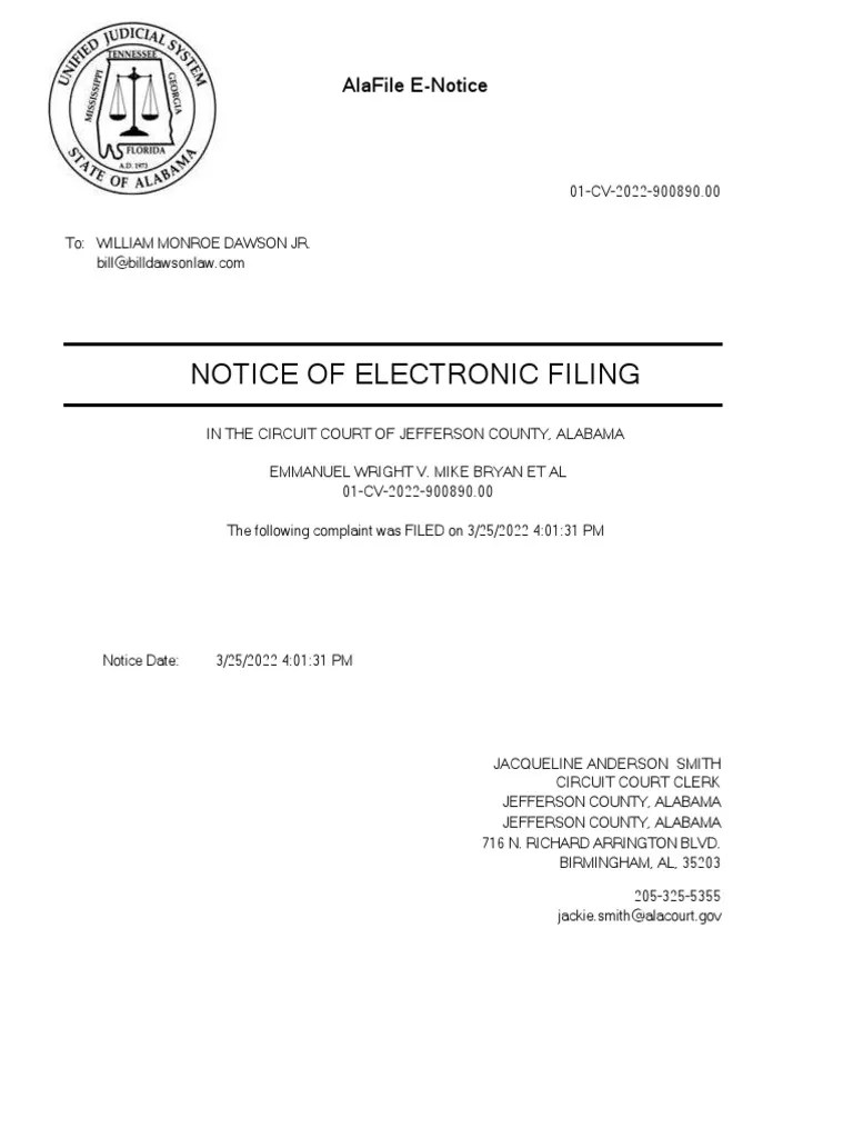 Notice of Electronic Filing PDF Damages Lawsuit