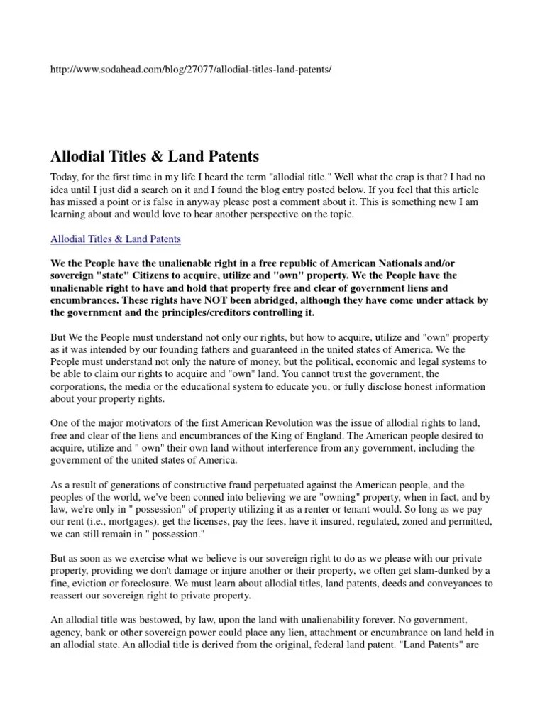 Allodial Titles & Land Patents PDF