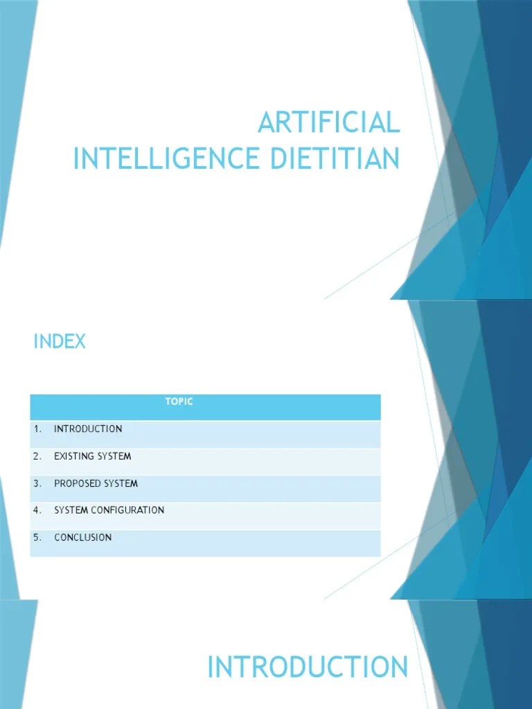 Artificial Intelligence Dietitian Synopsis PDF Dietitian Diet