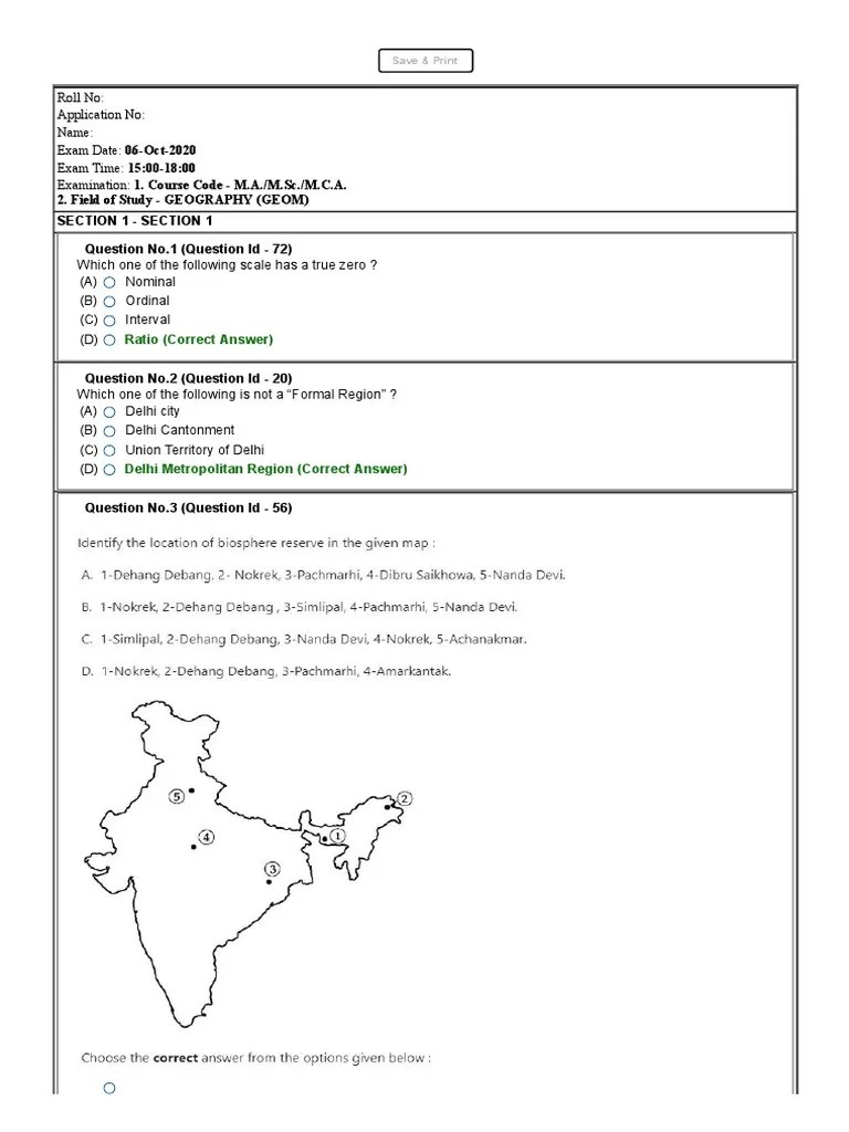 Jnu Ma Geography Entrance Exam 2020 PDF Scattering Earth Sciences