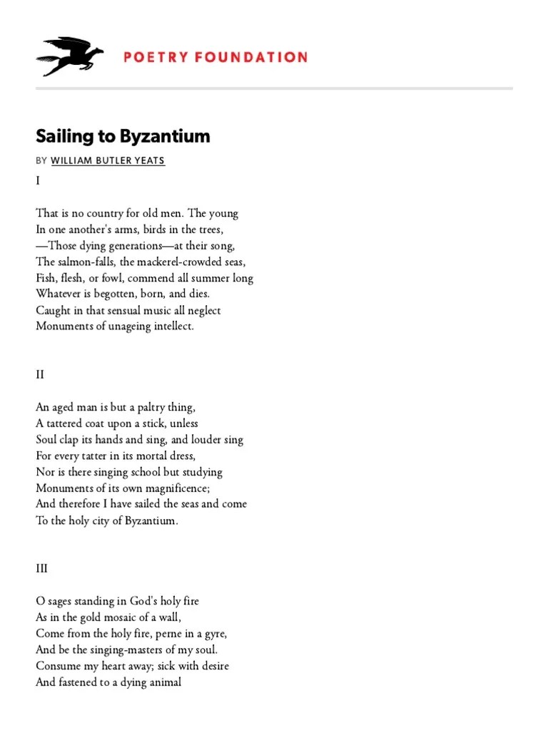 Sailing To Byzantium by William Butler Yeats Poetry Foundation PDF