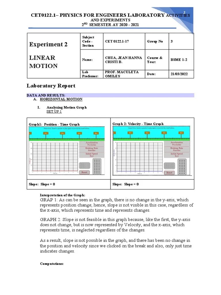Experiment 2 LINEAR MOTION PDF