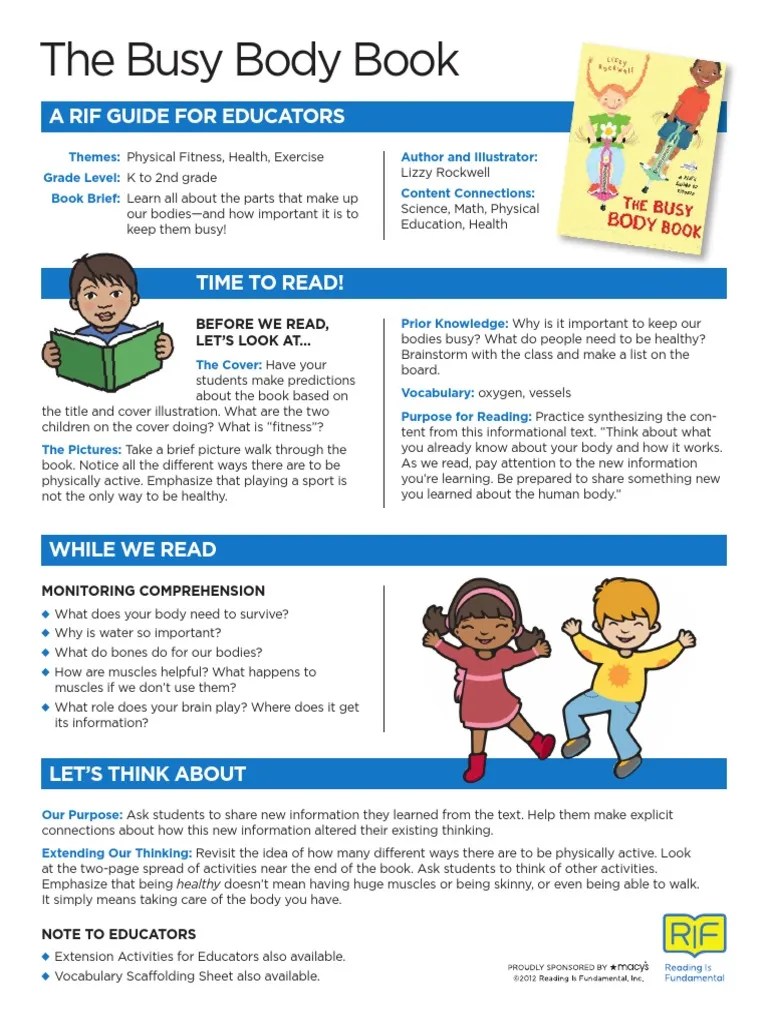 The Busy Body Book A Rif Guide For Educators PDF Reading
