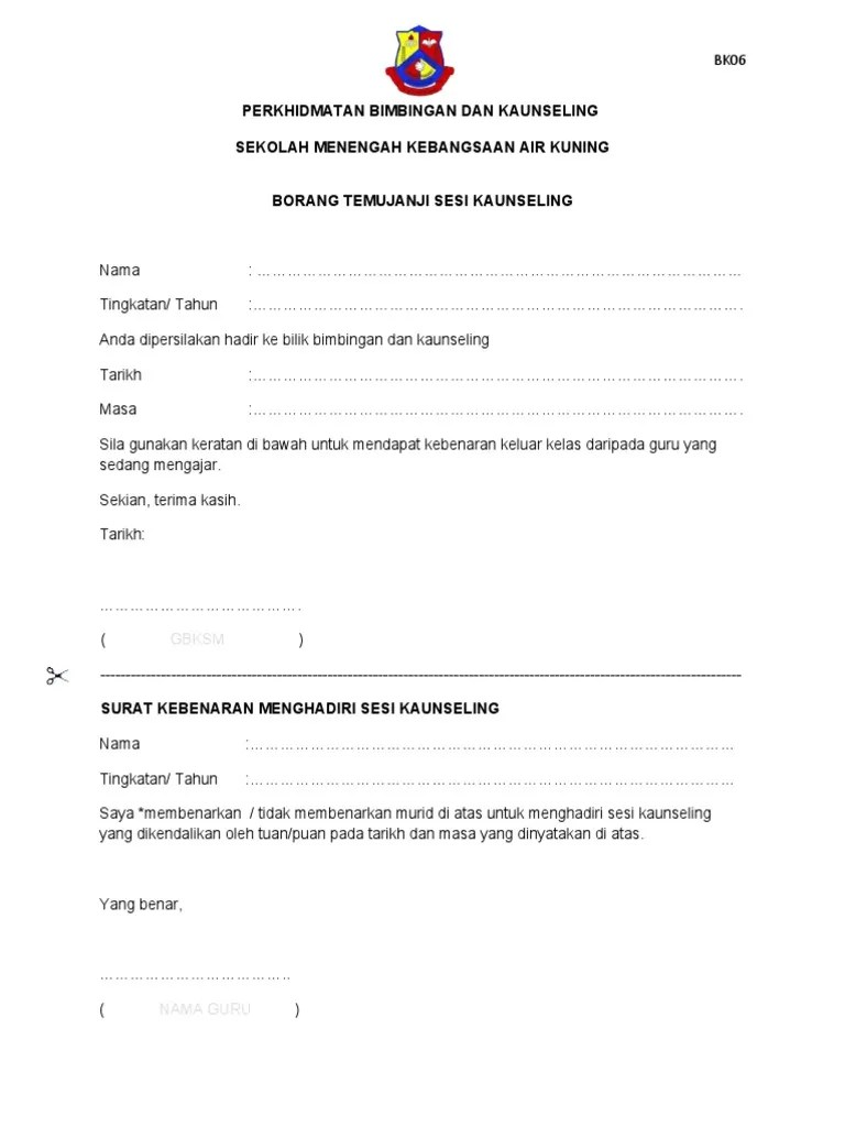 Borang Temujanji Sesi Kaunseling PDF