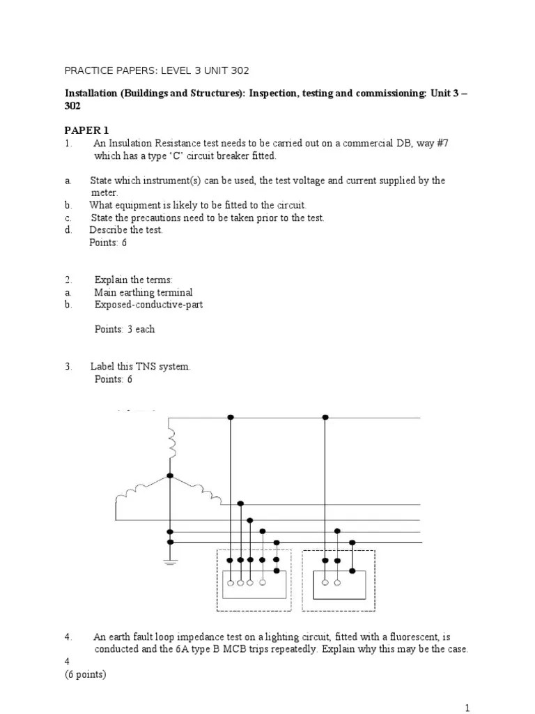 Practice Papers Level 3 Unit 302 All PDF Electrical Wiring