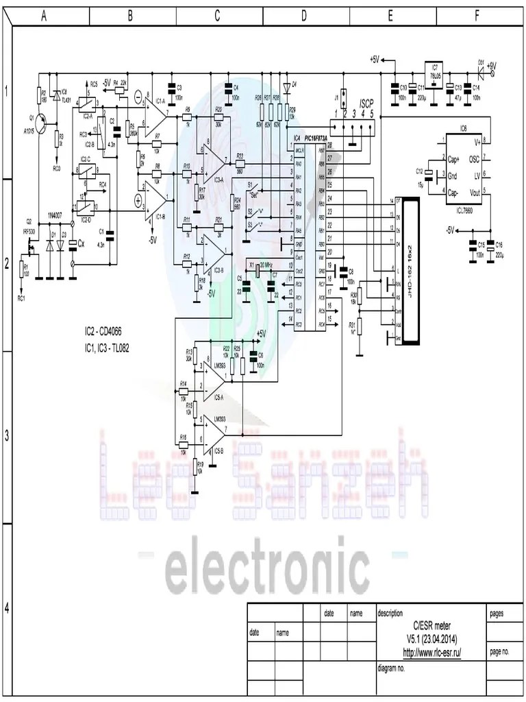 Digital ESR Capacitance Meter Schematic PDF