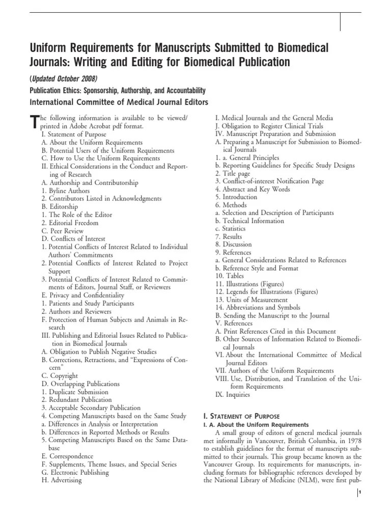 ICMJE Guidelines for Research Academic Journal Conflict Of Interest