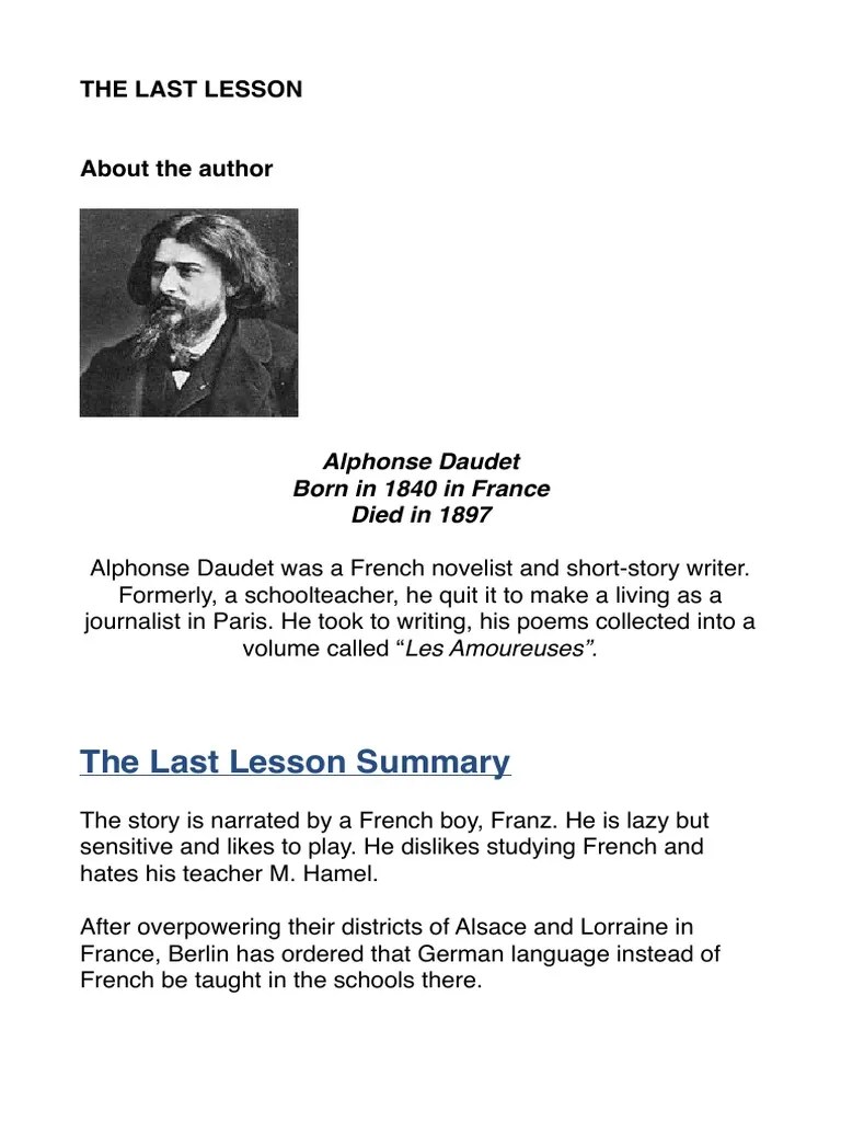 The Last Lesson PDF