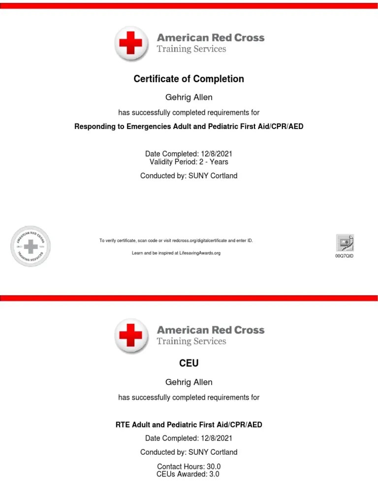 Red Cross Certificate PDF