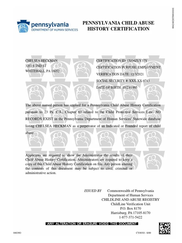 Pa Child Abuse Clearance 2021 PDF